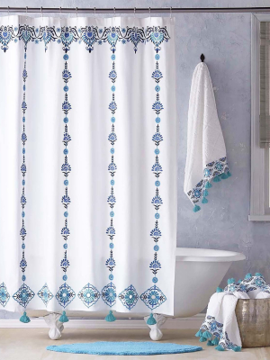 Aloka Teal Shower Curtain