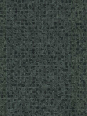 Leather Lux Wallpaper In Dark Green From The Traveler Collection By Ronald Redding