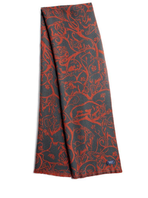 Reversible Dark Orange/gray Animal Print Scarf