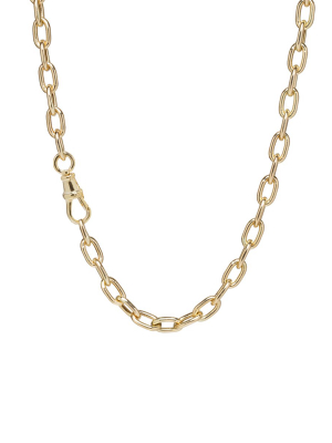 14k Gold Extra Large Square Oval Link Chain Necklace With Single Swivel Clasp