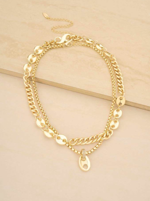 Modern Golden Girl 18k Gold Plated Necklace Set