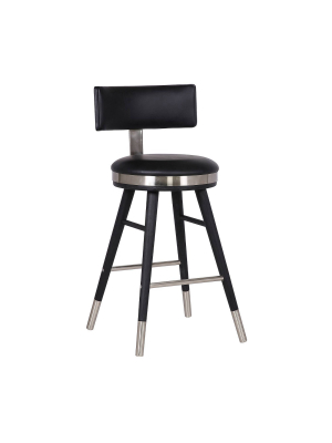 26" Grace Modern Faux Leather Barstool Black - Armen Living