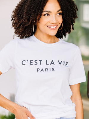 C'est La Vie White Graphic Tee