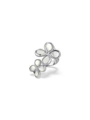 Jardin Double Flower Ring With Mother Of Pearl