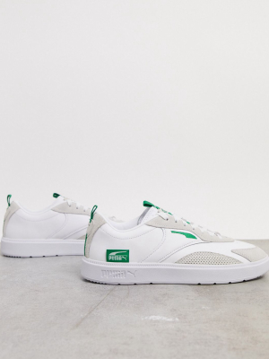 Puma Oslo Pro Leather Sneaker In White And Green