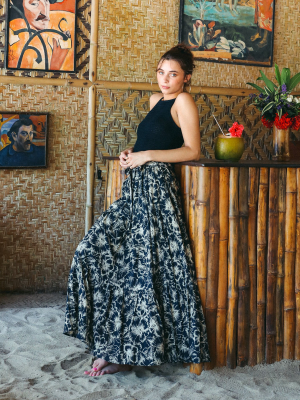 Paola Skirt In Black Hibiscus