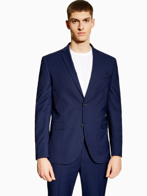 Blue Two Tone Skinny Fit Single Breasted Suit Blazer With Notch Lapels