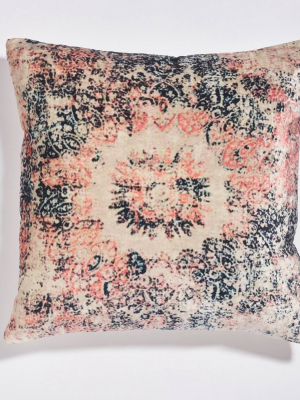 18"x18" Cameo Distressed Print Velvet Throw Pillow Blush - Sure Fit