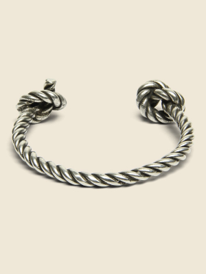 Twisted Knot Open Cuff - Silver Oxide