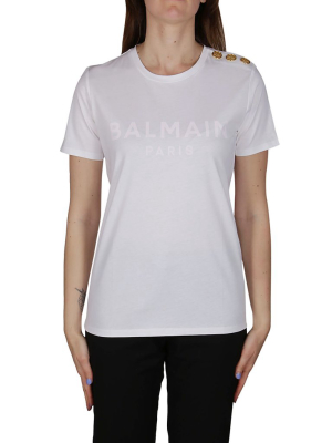 Balmain Logo Printed Button Detail T-shirt