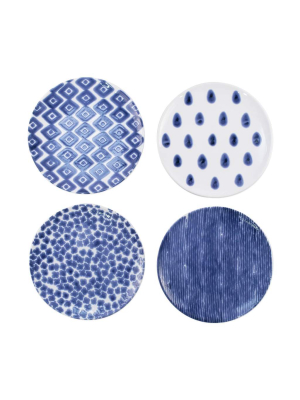 Vietri Viva Santorini Assorted Salad Plates - Blue & White - Set Of 4