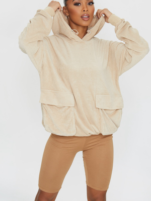 Camel Towelling Oversized Pocket Sweatshirt