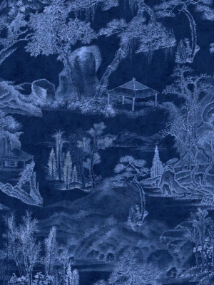 Asian Scenery Wallpaper In Indigo From The Wallpaper Compendium Collection By Mind The Gap