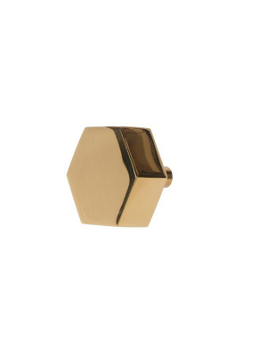 Hex Hexagon Shaped Pull In Brass Finish