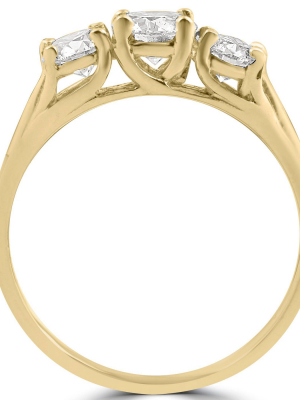 Pompeii3 1ct Three Stone Diamond Engagement Womens Anniversary Ring 14k Yellow Gold