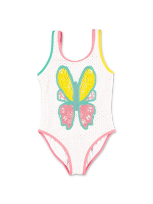 Stella Mccartney Kids Butterfly Crochet One-piece Swimsuit