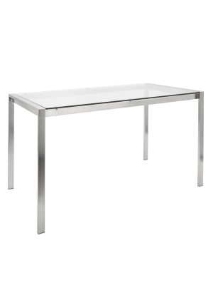 Fuji 47" Modern Dining Table Stainless Steel/clear Glass - Lumisource