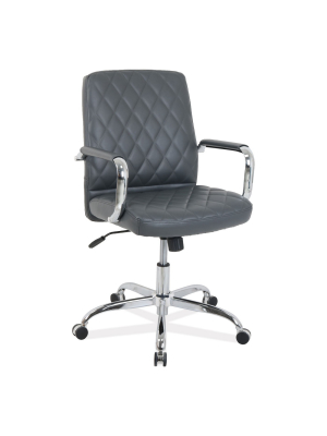 Kathy Ireland Office By Alera Mid-back Diamond-embossed Leather Chair Up To 275 Lbs. Gray Seat