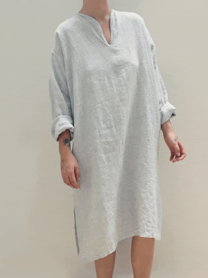 Long Linen Tunic - Light Gray