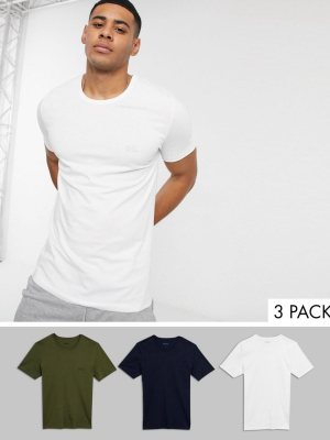 Boss Bodywear 3 Pack Logo T-shirts In Multi