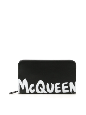 Alexander Mcqueen Graffiti Logo Zip-around Wallet