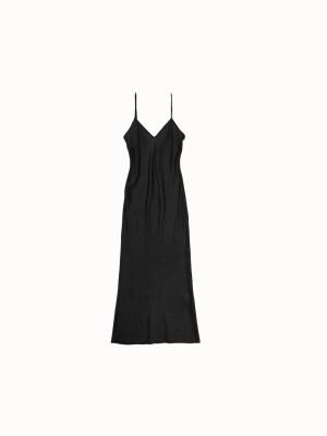 Long Bias Slip Dress Black