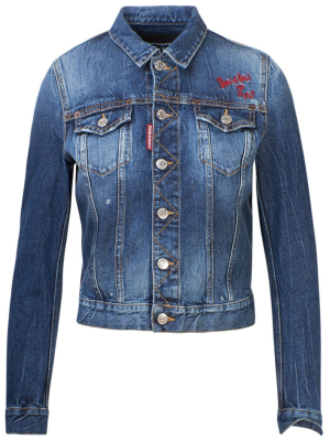 Dsquared2 Distressed Effect Cropped Denim Jacket