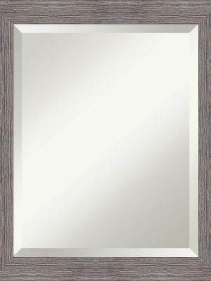20" X 24" Pinstripe Plank Framed Bathroom Vanity Wall Mirror Gray - Amanti Art