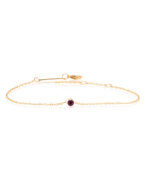 14k Single Bezel Garnet Bracelet | January Birthstone