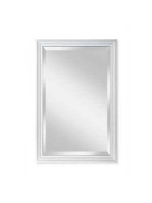 24" X 36" Meadow Framed Beveled Glass Wall Mirror Whitewash - Alpine Art & Mirror