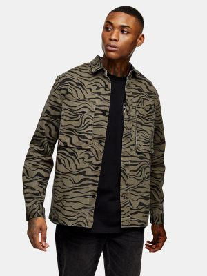 Khaki Zebra Print Overshirt