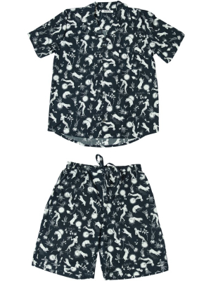 Women's Navy Blue Odyssey Short Pajama Set