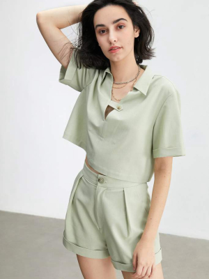 Mason Light Green Collared V-neck Shirt