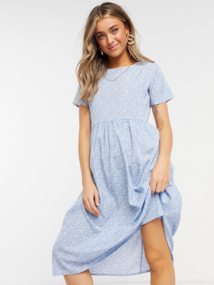 Wednesday's Girl Midi Smock Dress In Ditsy Pastel Floral