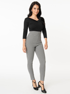 Unique Vintage Black Houndstooth Rizzo Cigarette Pants