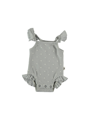 My Little Cozmo Ellie Organic Rib Print Baby Bodysuit - Light Grey