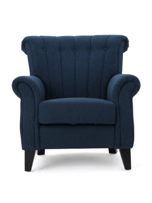 Waldorf Channel Club Chair Dark Blue - Christopher Knight Home