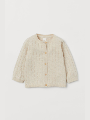 Pattern-knit Cotton Cardigan