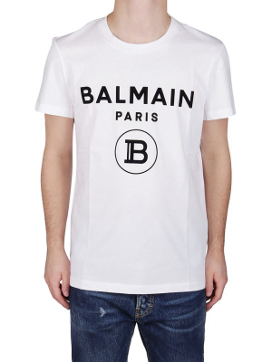 Balmain Flocked Logo Crewneck T-shirt