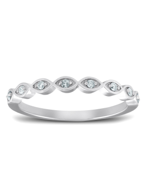 Pompeii3 Diamond Wedding Ring Womens Stackable 10k White Gold Anniversary Band