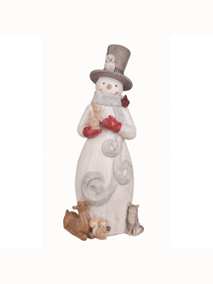 Transpac Resin 15 In. White Christmas Woodland Snowman