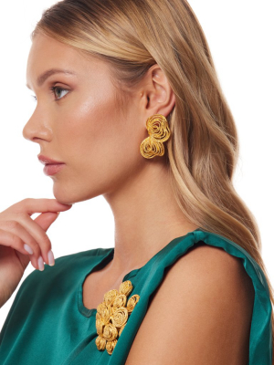 Gold Textured Clusters Clip Earring