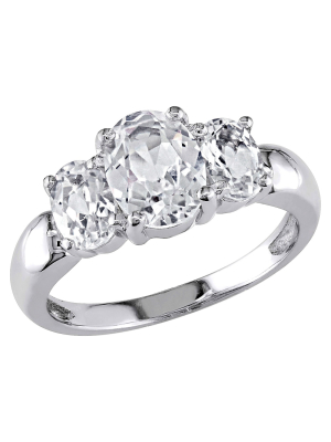 3 1/2 Ct. T.w. Simulated White Sapphire 3 Stone Ring In Sterling Silver - 6 - White