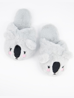 Asos Design Zakki Koala Slippers In Gray