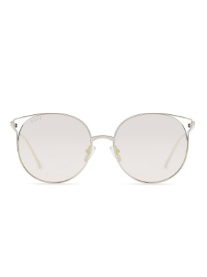 Rory - Silver + Beige Mirror Sunglasses