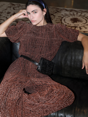 Felicia Lurex Knit Pouf Sleeve Blouse - Final Sale