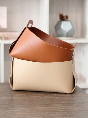 Folded Vegan Leather Basket