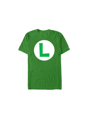 Men's Nintendo Luigi Circle Icon T-shirt