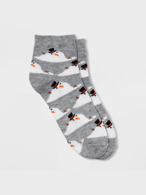 Women's Melting Snowman Ankle Socks - Xhilaration™ Heather Gray 4-10