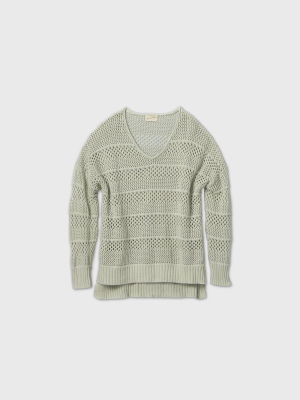 Women's Plus Size Crewneck Mesh Pullover Sweater - Universal Thread™